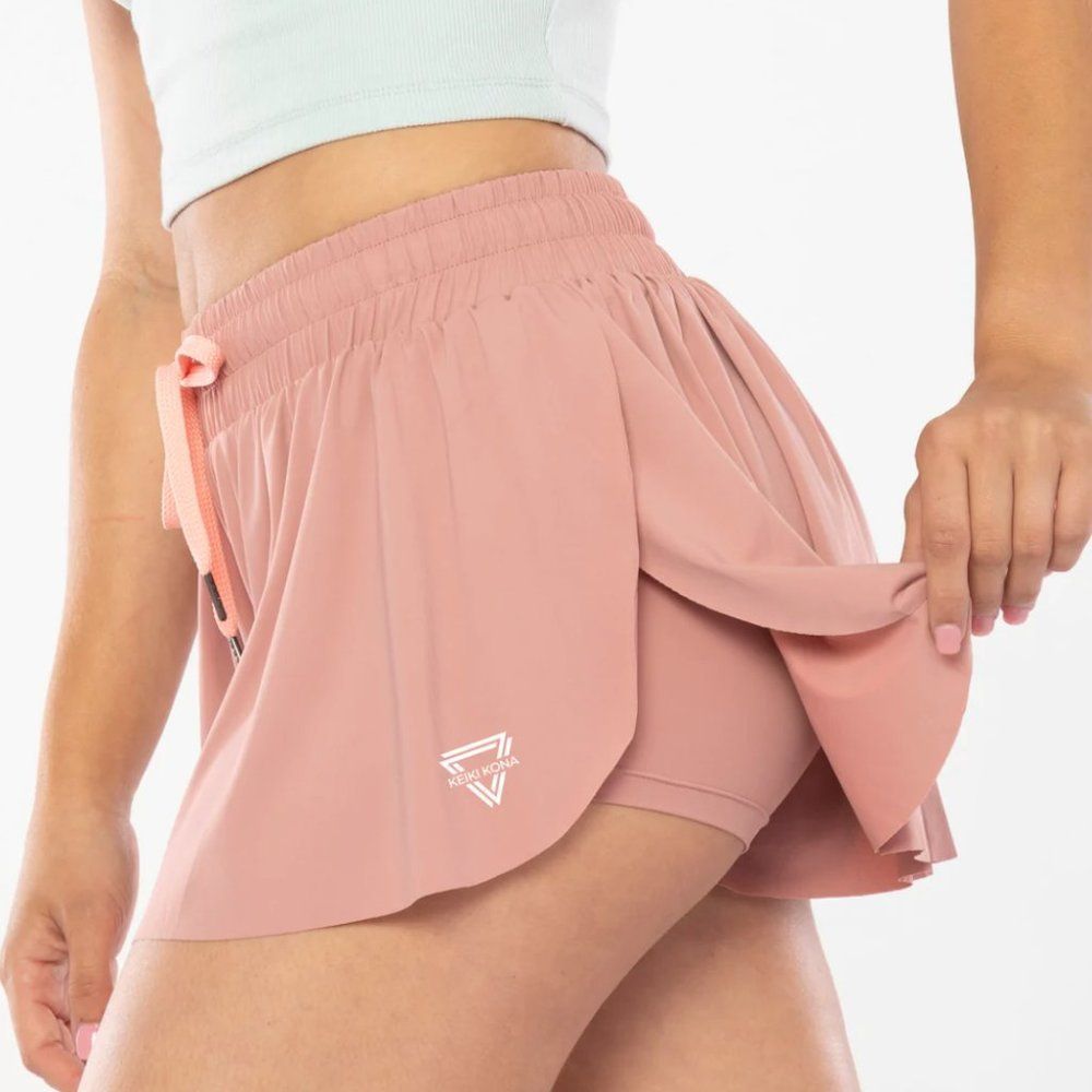 NWT Keiki Kona Flowy Fitness Workout Shorts in Dark Gray - Picture 2 of 7